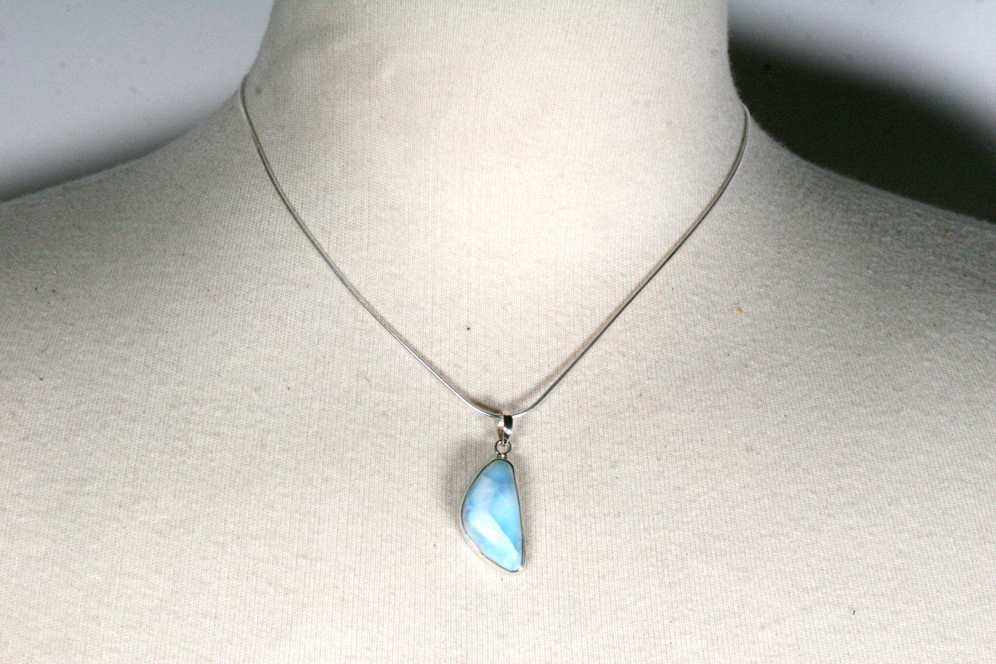 Larimar Triangle Earrings in Sterling Silver, Statement Earrings, Gift For Wife