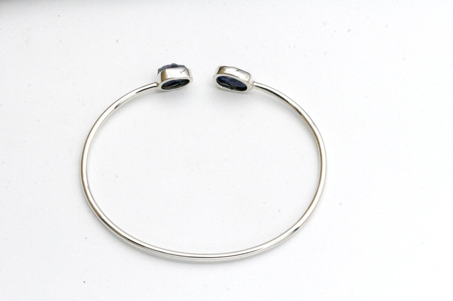 Raw Sapphire Sterling Silver Cuff Bracele, September Birthstone Jewelry