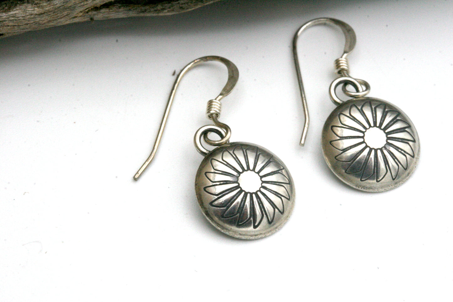 Sterling Silver Sunburst Earrings: Southwestern Stamped Design