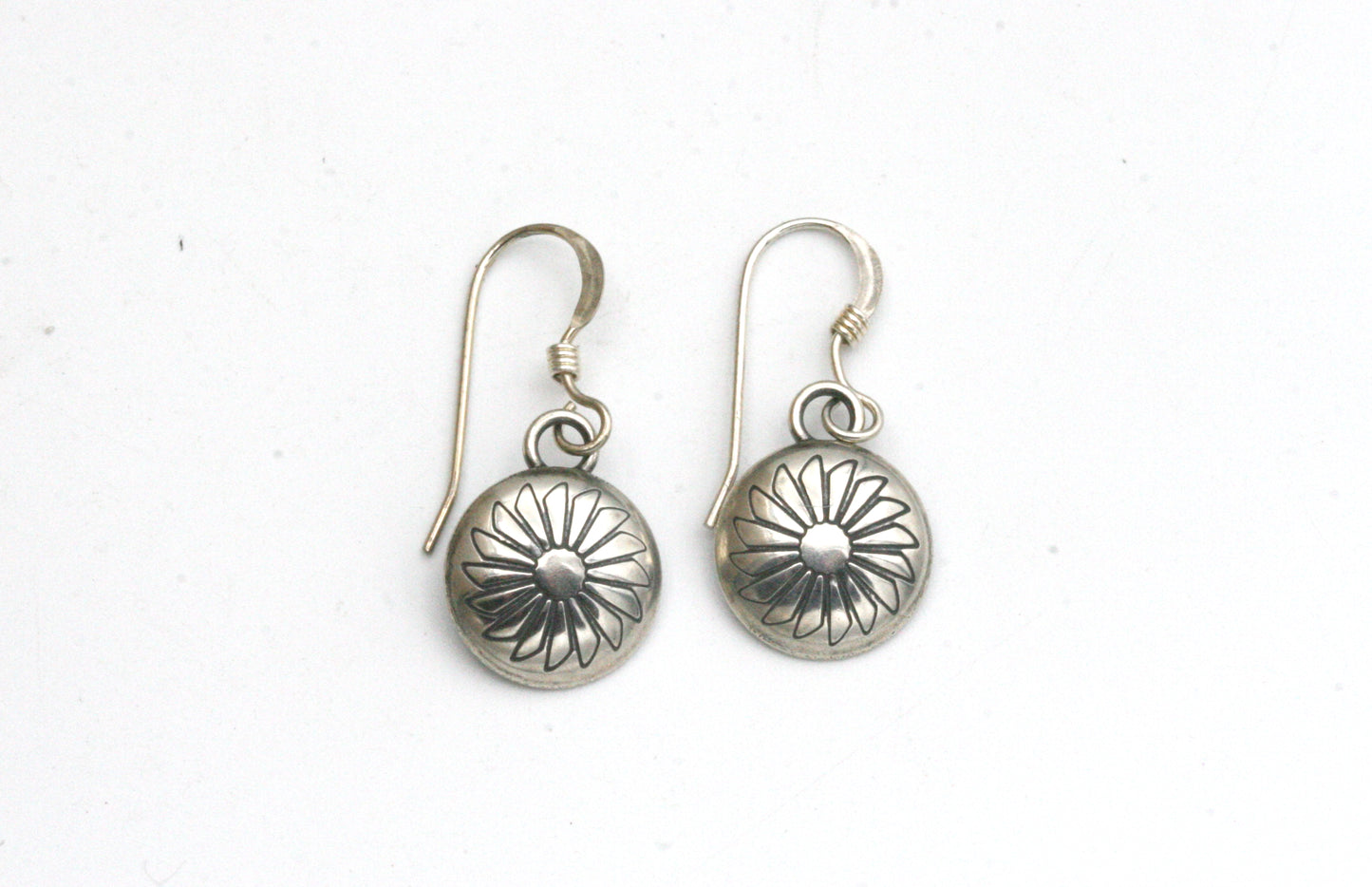 Sterling Silver Sunburst Earrings: Southwestern Stamped Design