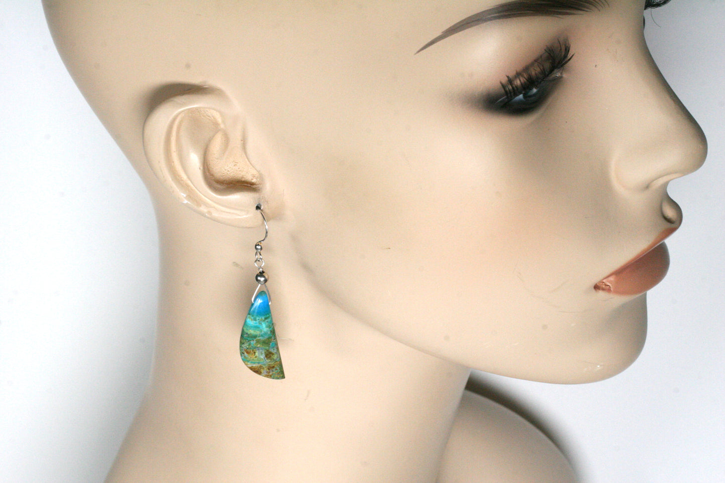 Blue Opal Petrified Wood Earrings