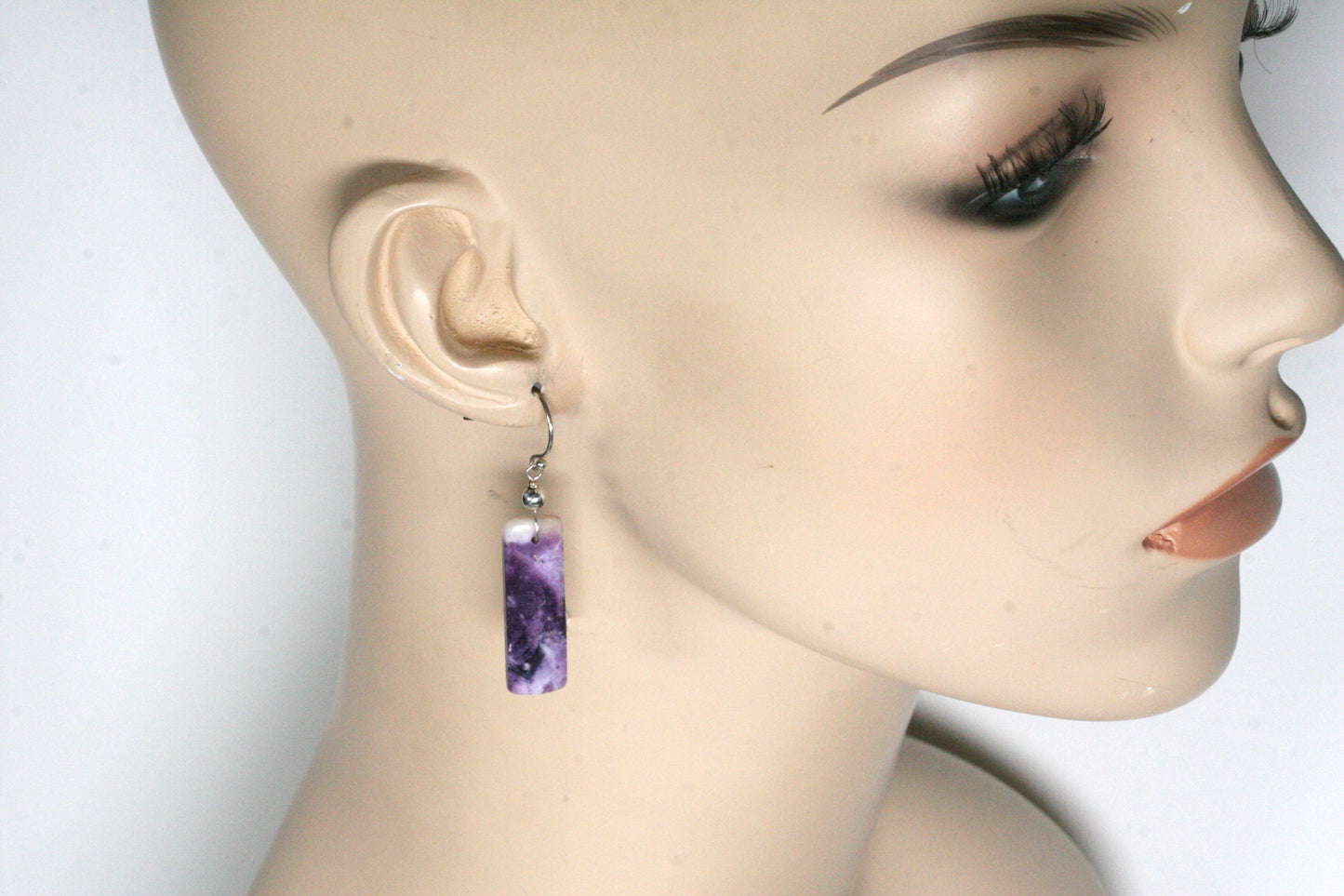 Purple Opal earrings with Sterling Silver