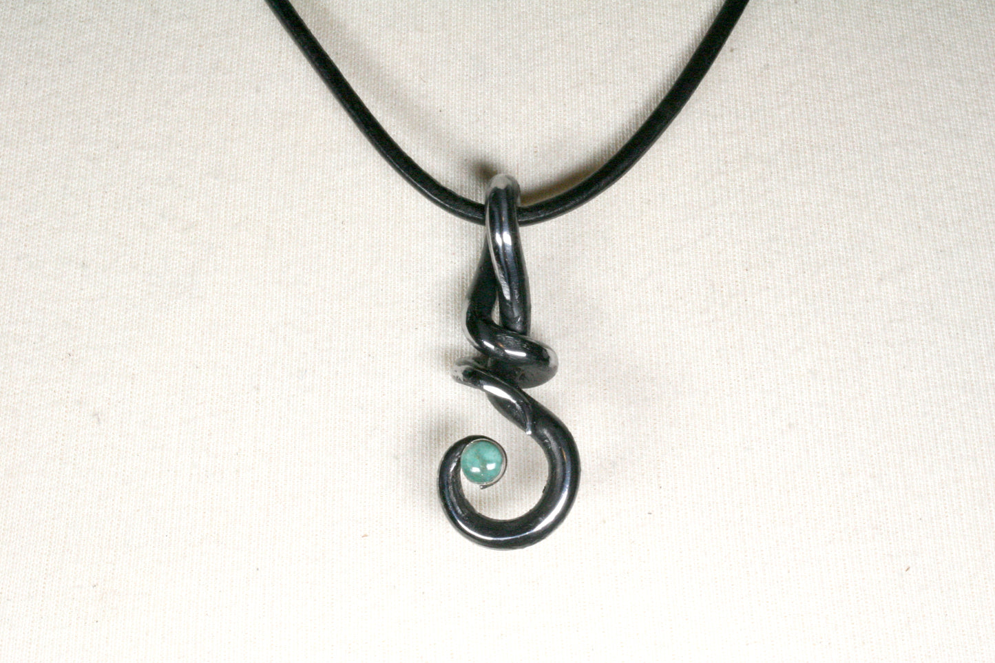 Forged Iron Twist Necklace with Kingman Turquoise