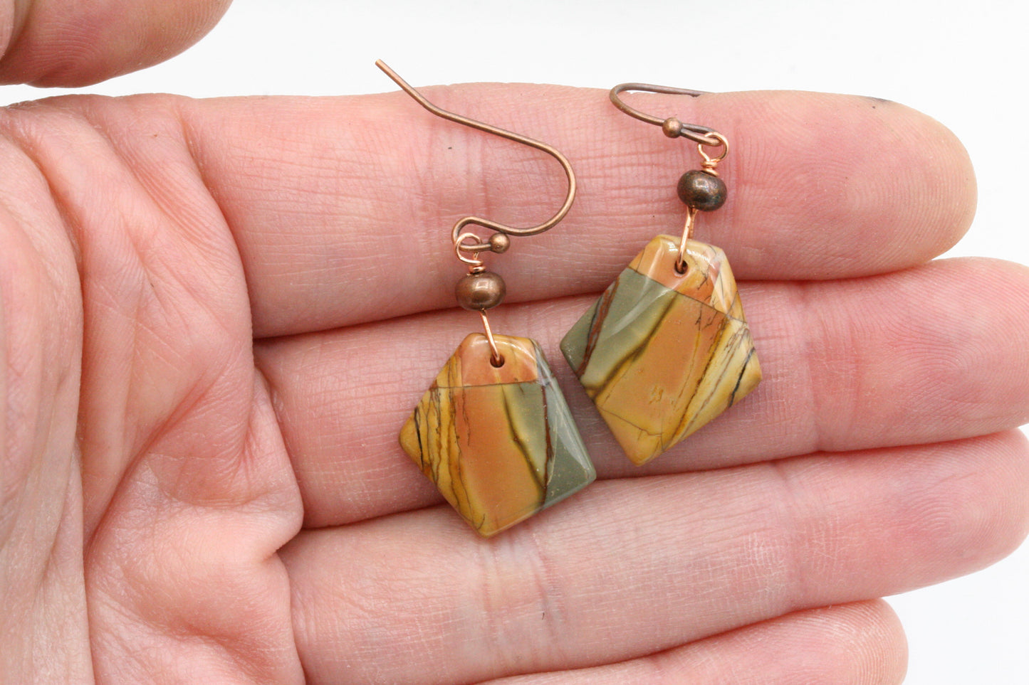 Earth Tone Jasper Earrings, Red Creek Jasper