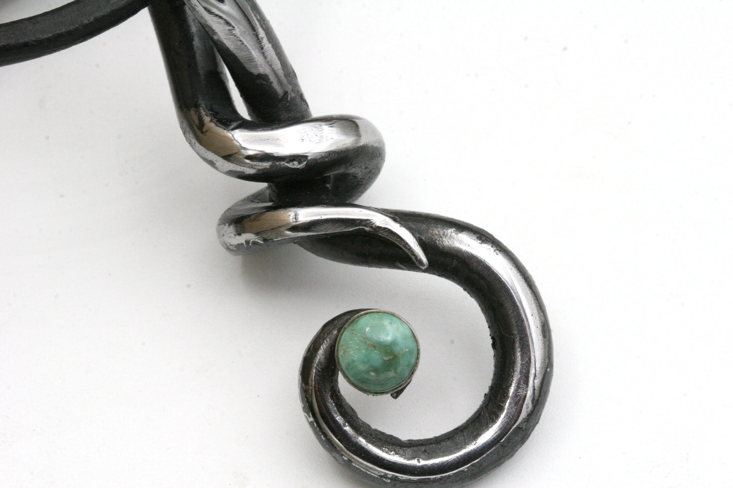 Forged Iron Twist Necklace with Kingman Turquoise