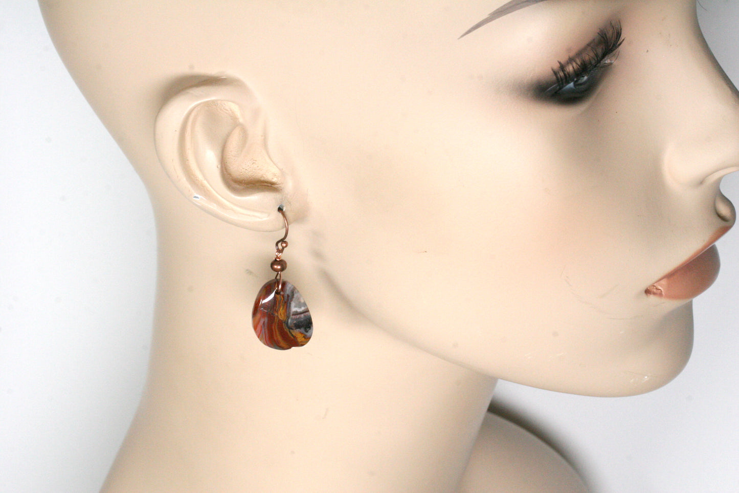 Crazy Lace Agate Earrings – Red Yellow Gemstone