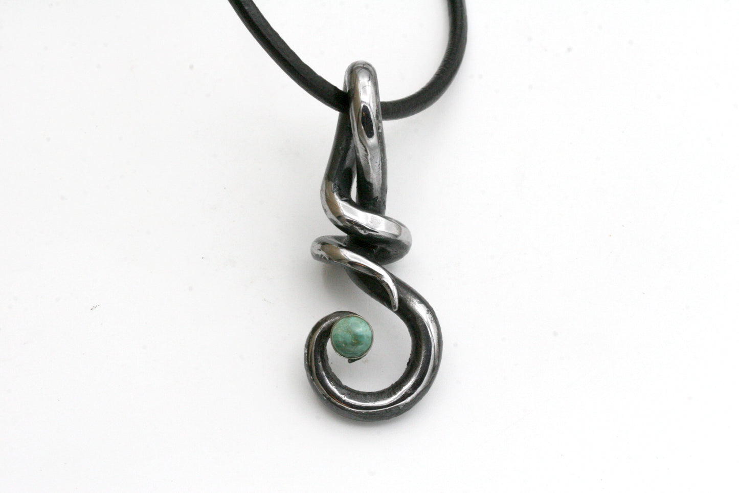 Forged Iron Twist Necklace with Kingman Turquoise