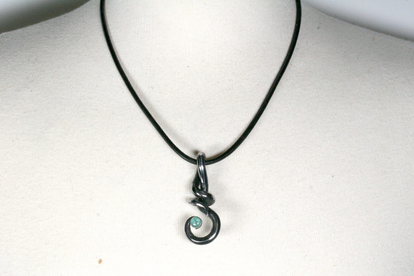 Forged Iron Twist Necklace with Kingman Turquoise
