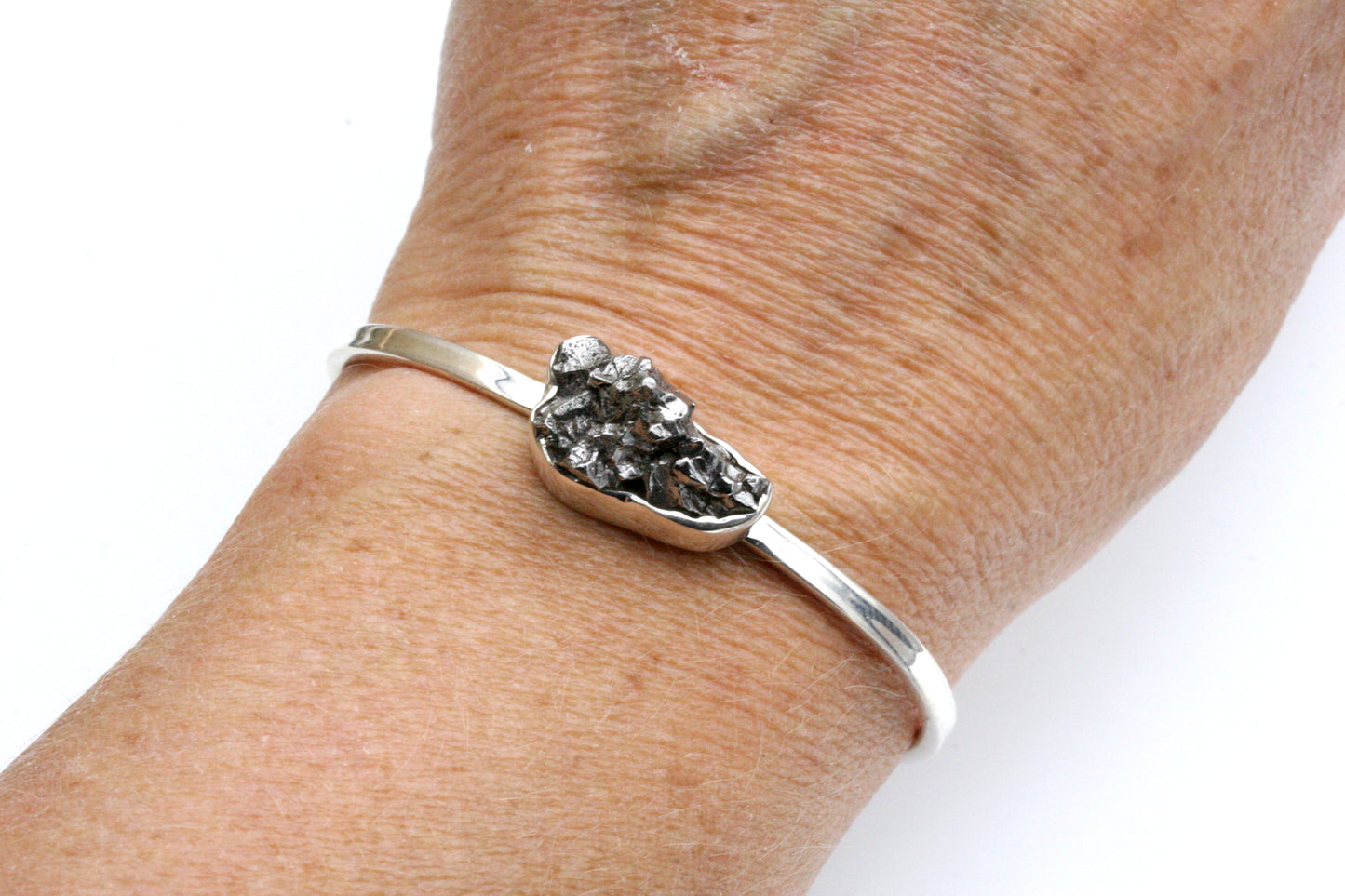 Sterling Silver Meteorite Bracelet - Tension Cuff