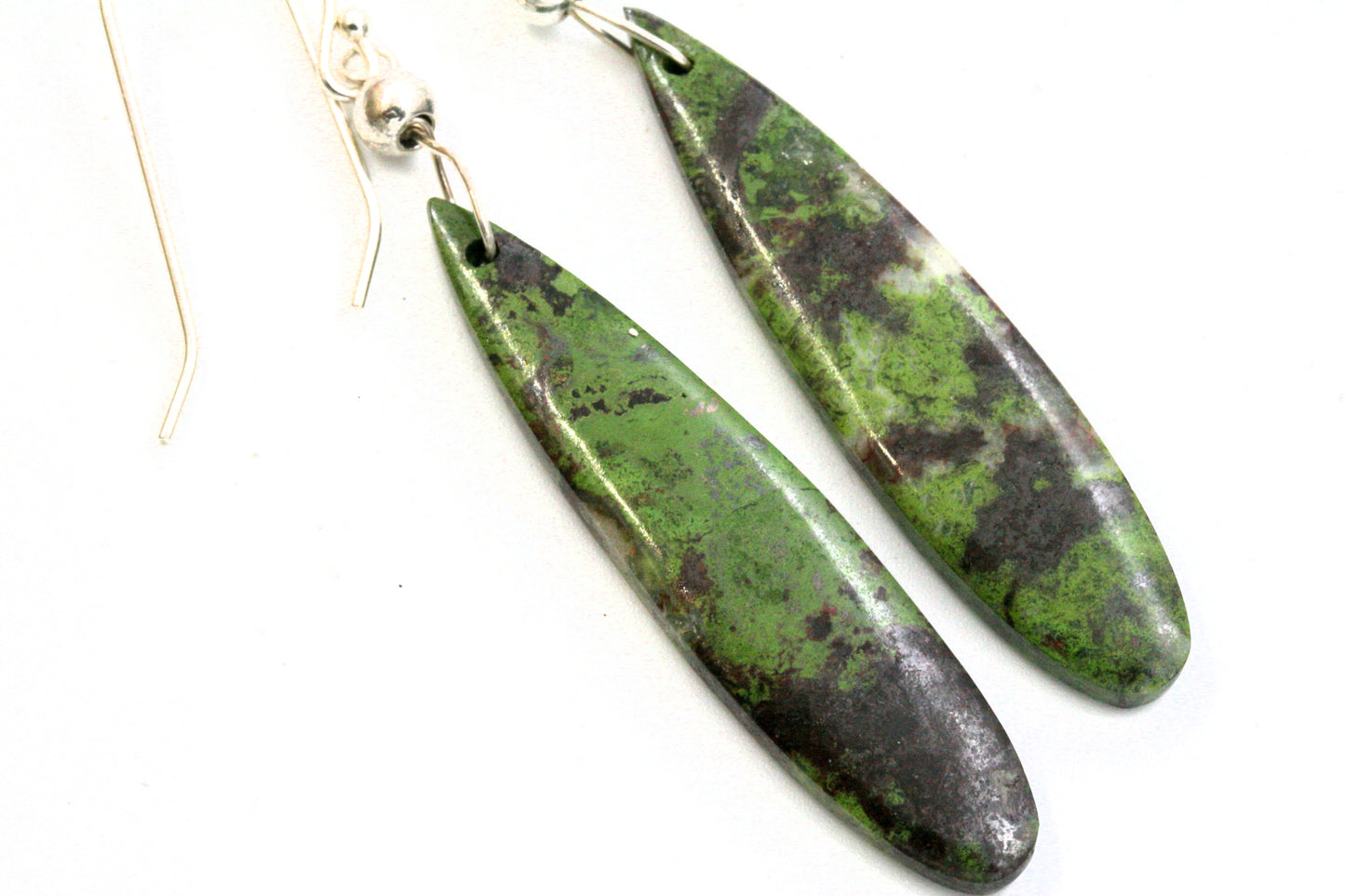 Green Chrysocolla Earrings, Sterling Silver