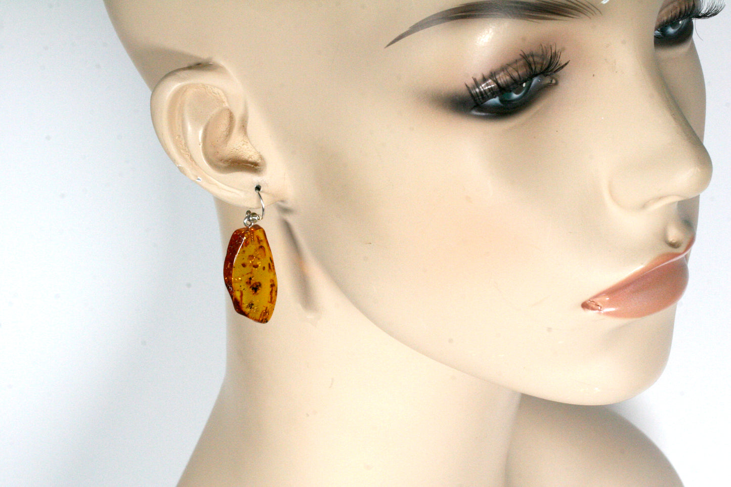 Baltic Amber Slab Earrings – Sterling Silver