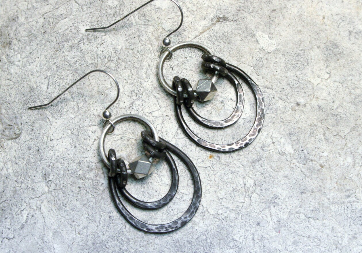 Modern Iron Hoop Earrings