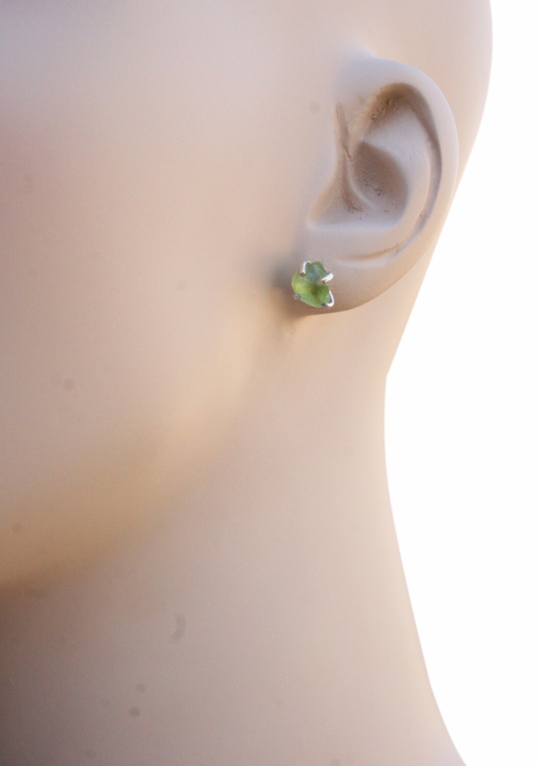 Raw Peridot Stud Earrings