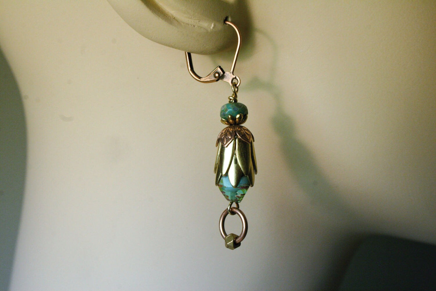Rustic Czech Glass Garden Dangle Earrings