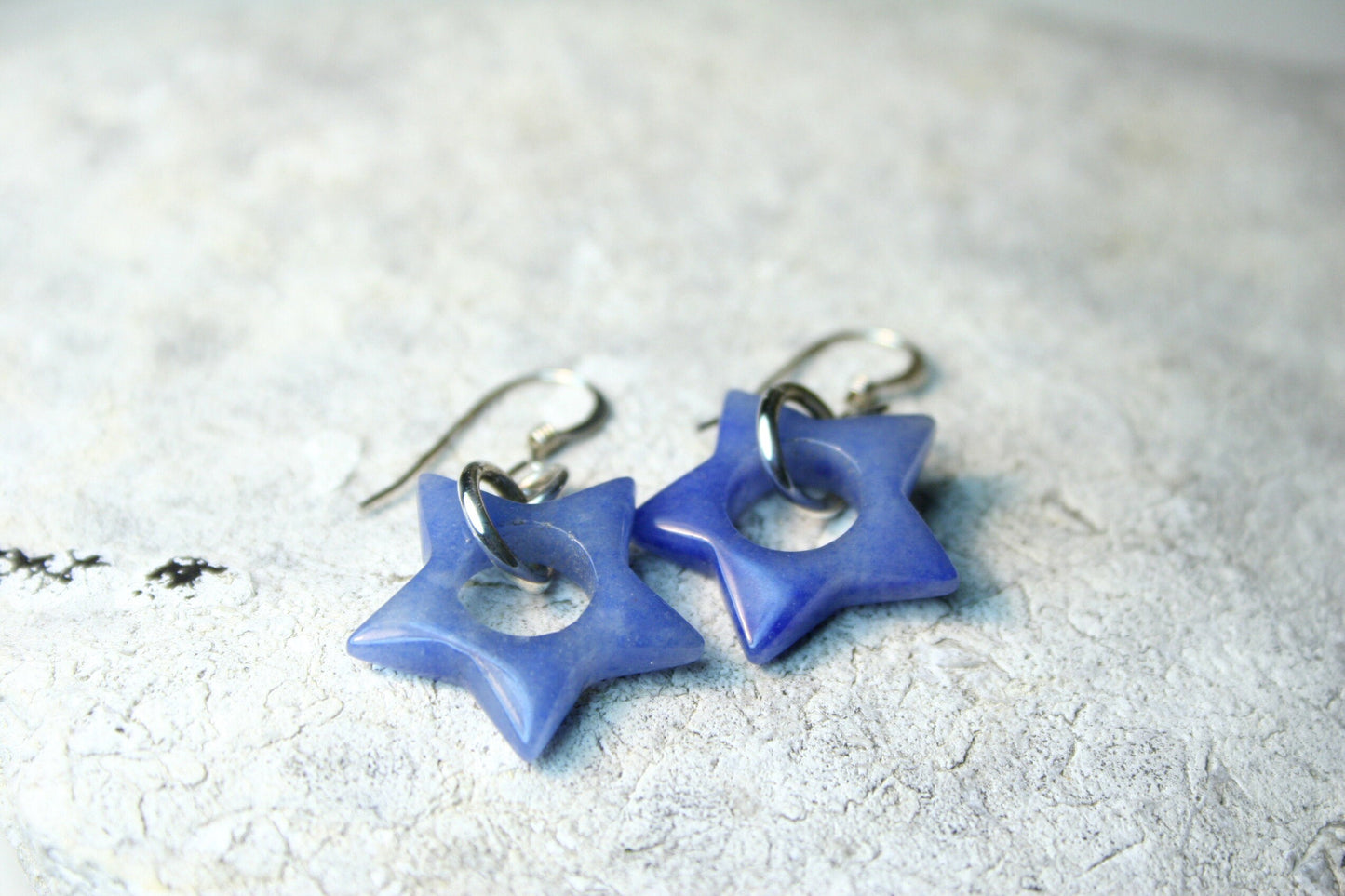 Blue Quartz Star Earrings