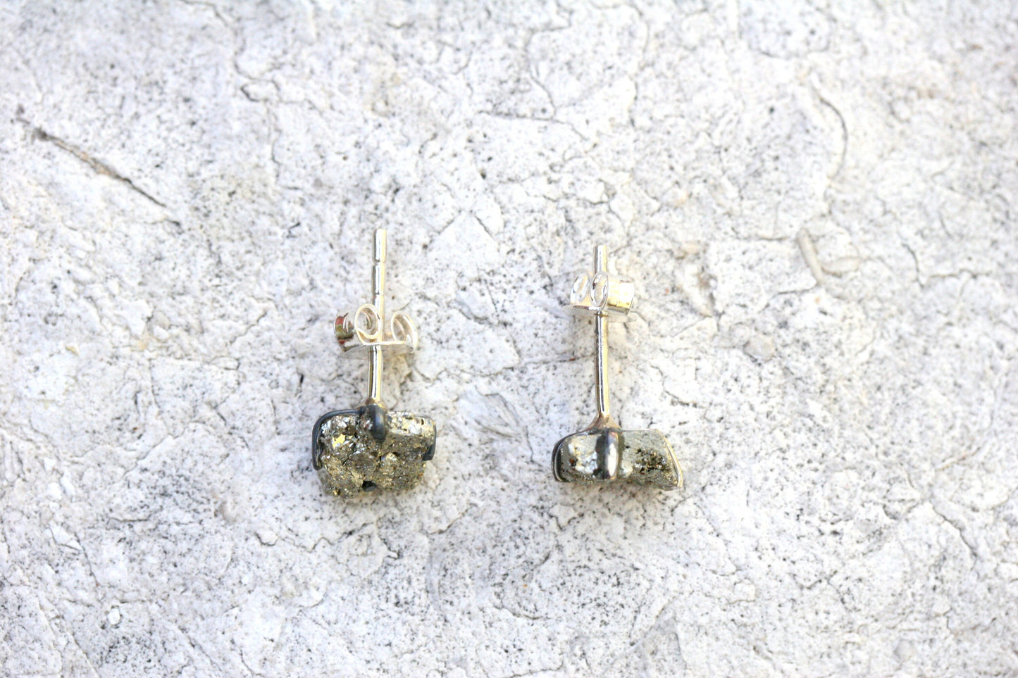 Raw Pyrite Stud Earrings