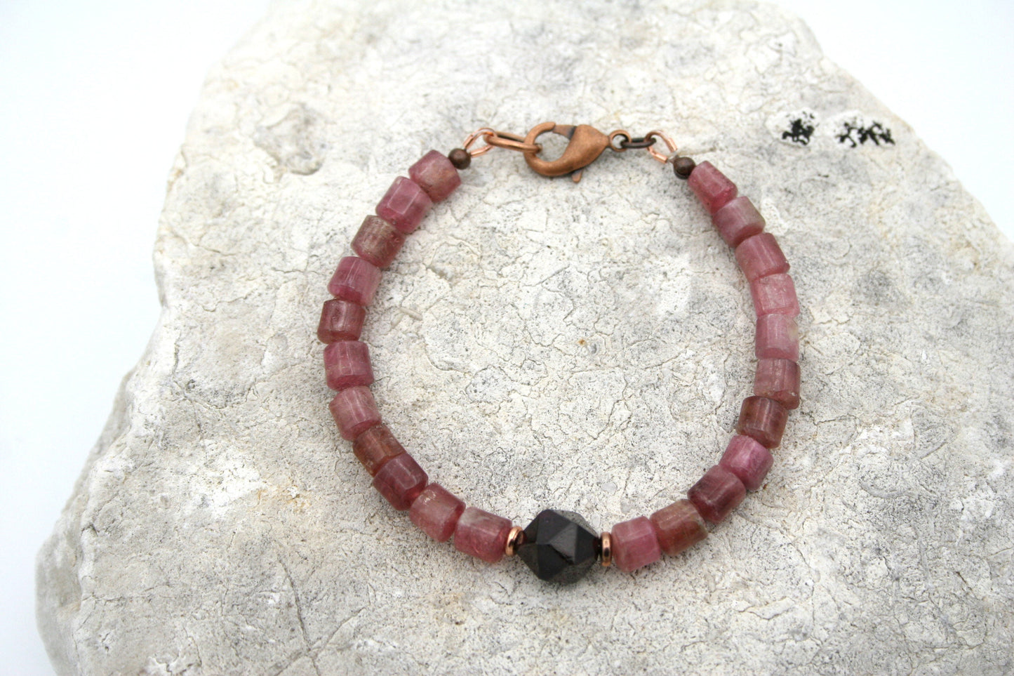 Pink Tourmaline and Garnet Bracelet