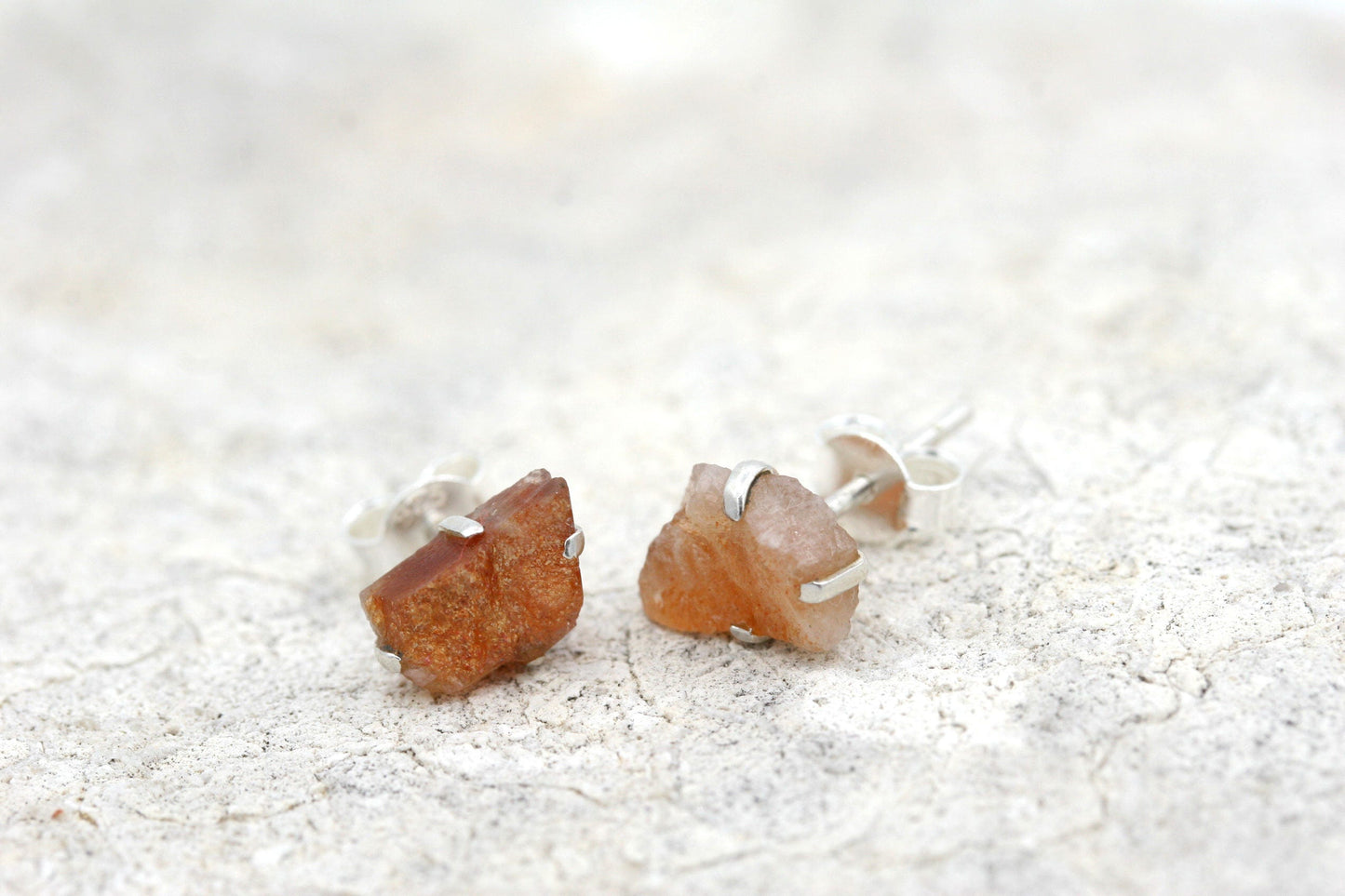 Raw Sunstone Stud Earrings