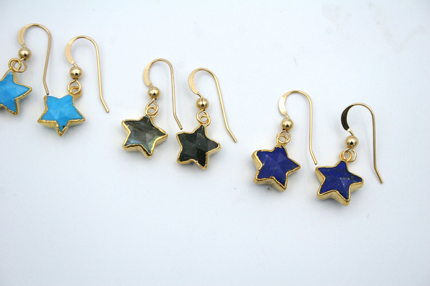 Star Gemstone Earrings With Gold Accents