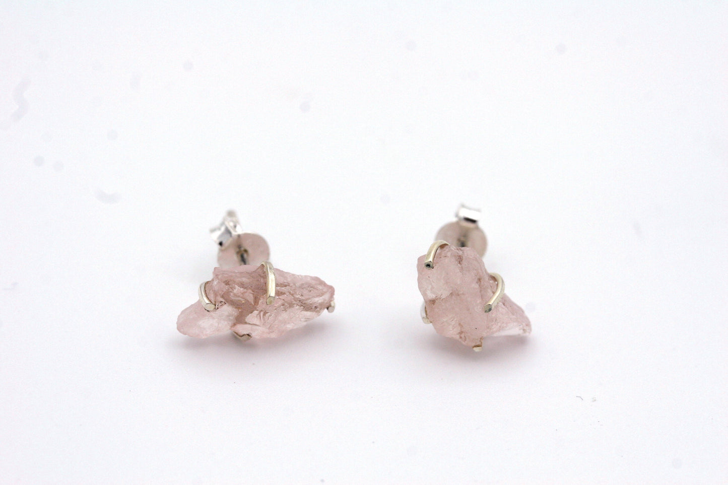 Raw Morganite Stud Earrings
