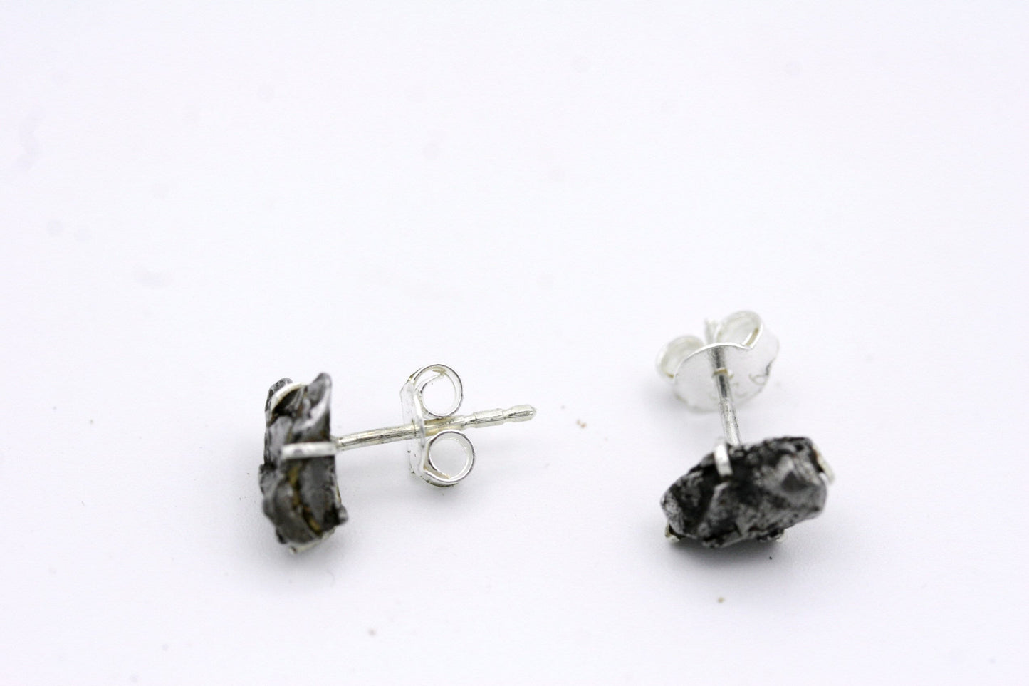 Meteorite Stud Earrings in Sterling Silver