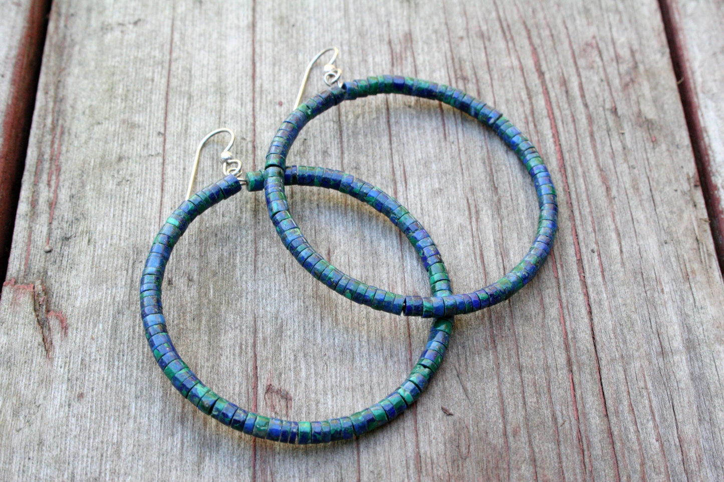 Azurite Large Hoop Earrings