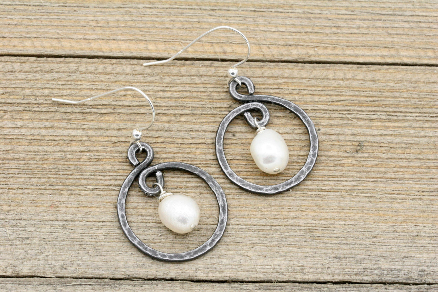 Iron and Pearl Earrings