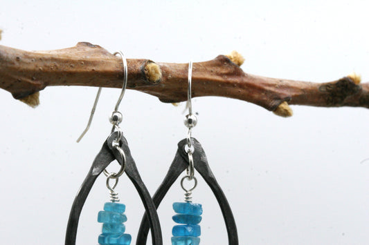 Forged Iron and Apatite Earrings