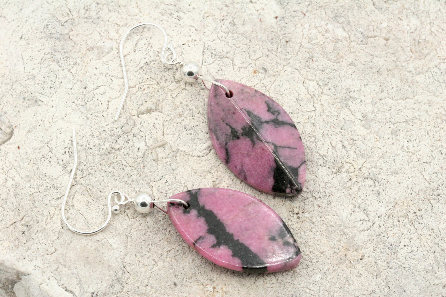 Rhodonite Leaf Earrings