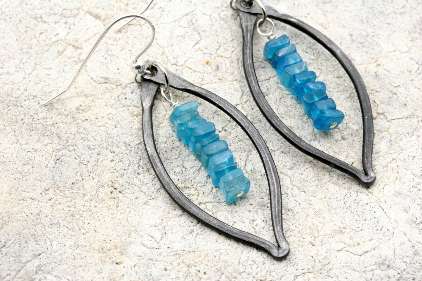 Forged Iron and Apatite Earrings