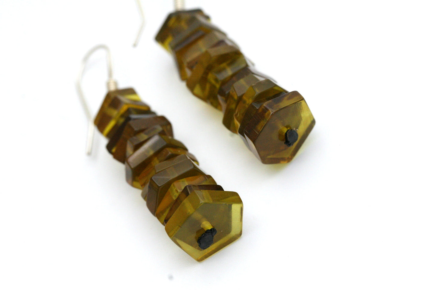 Green Amber Stack Earrings