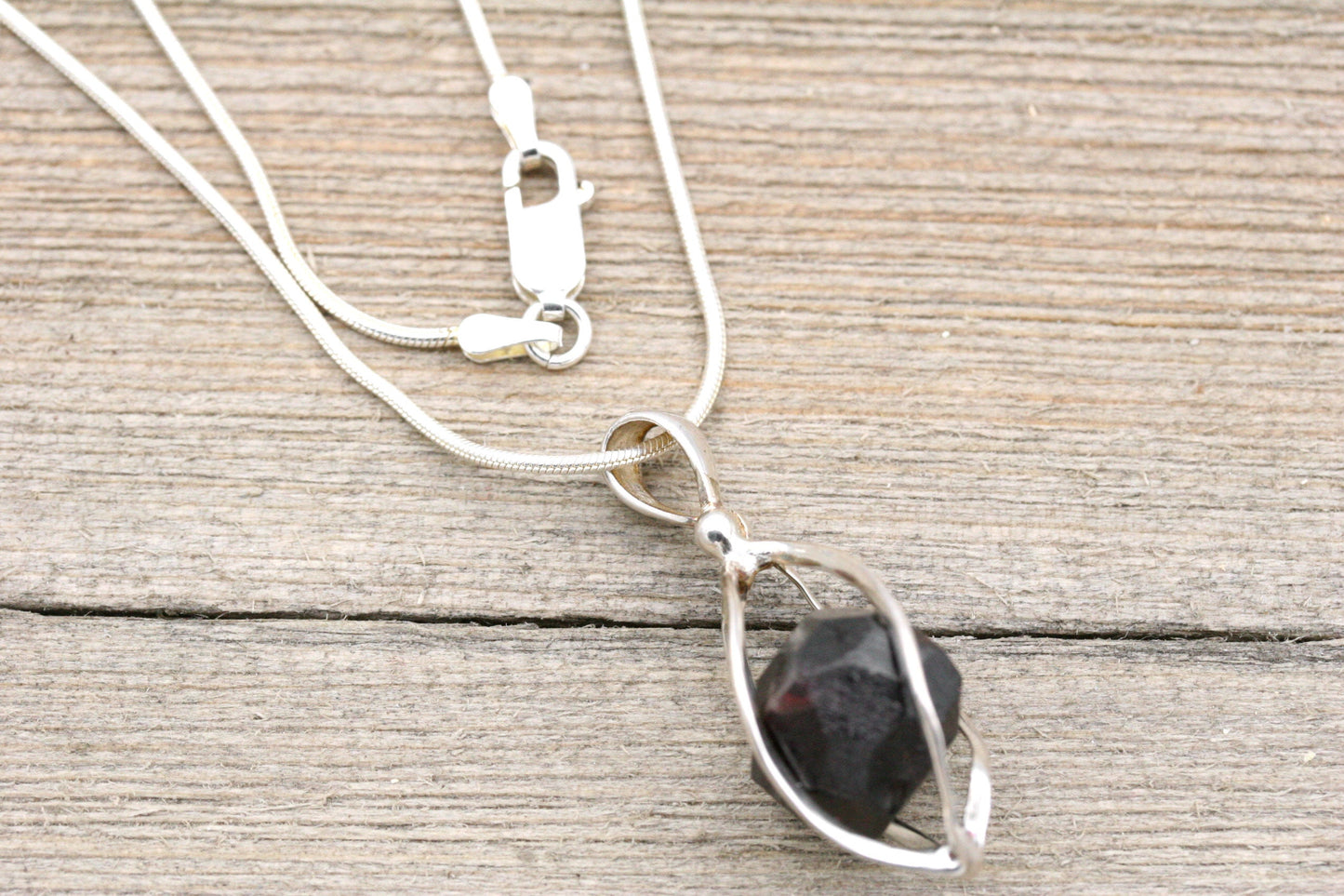 Raw Garnet Cage Pendant