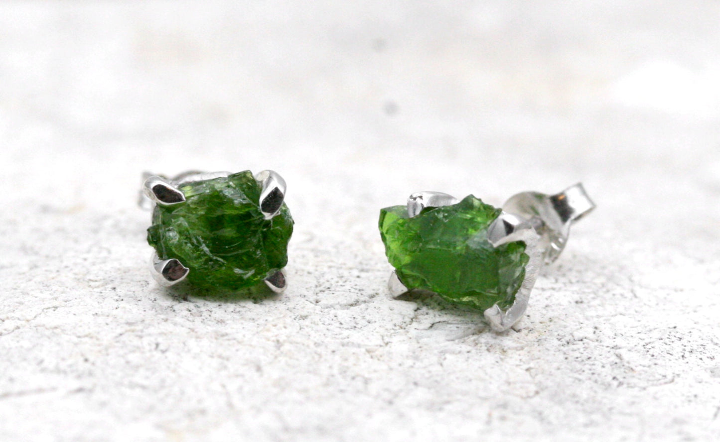 Raw Chrome Diopside Earrings