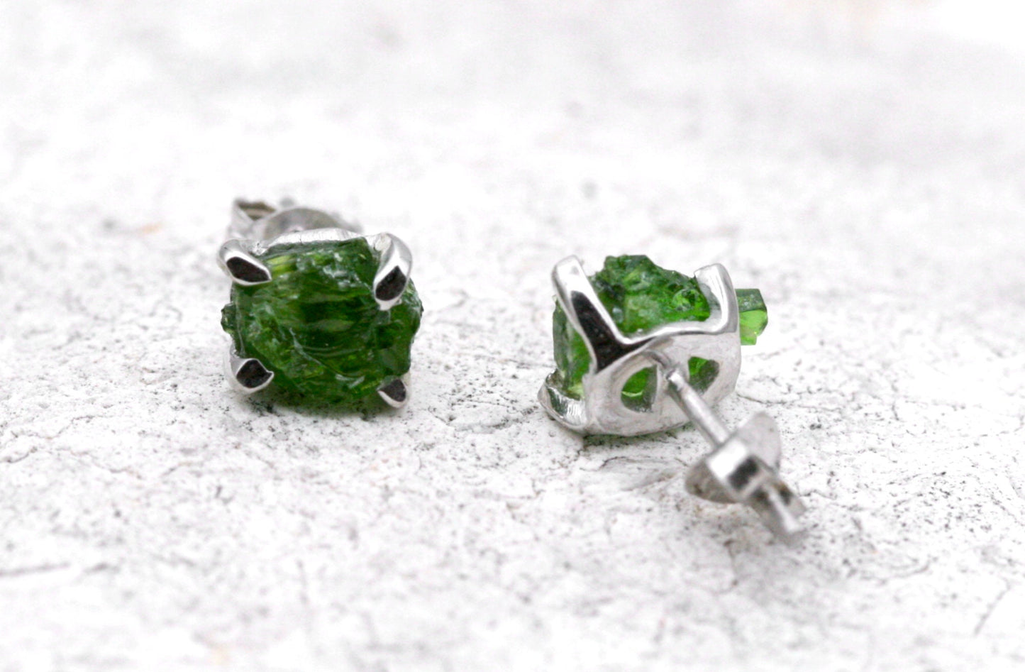 Raw Chrome Diopside Earrings