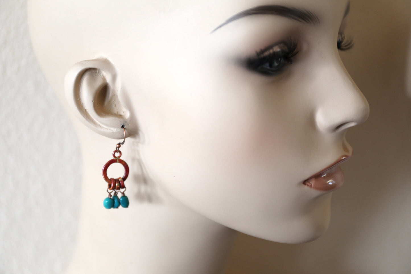 Copper and Sleeping Beauty Turquoise Hoop Earrings