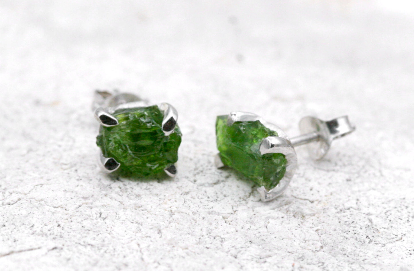 Raw Chrome Diopside Earrings
