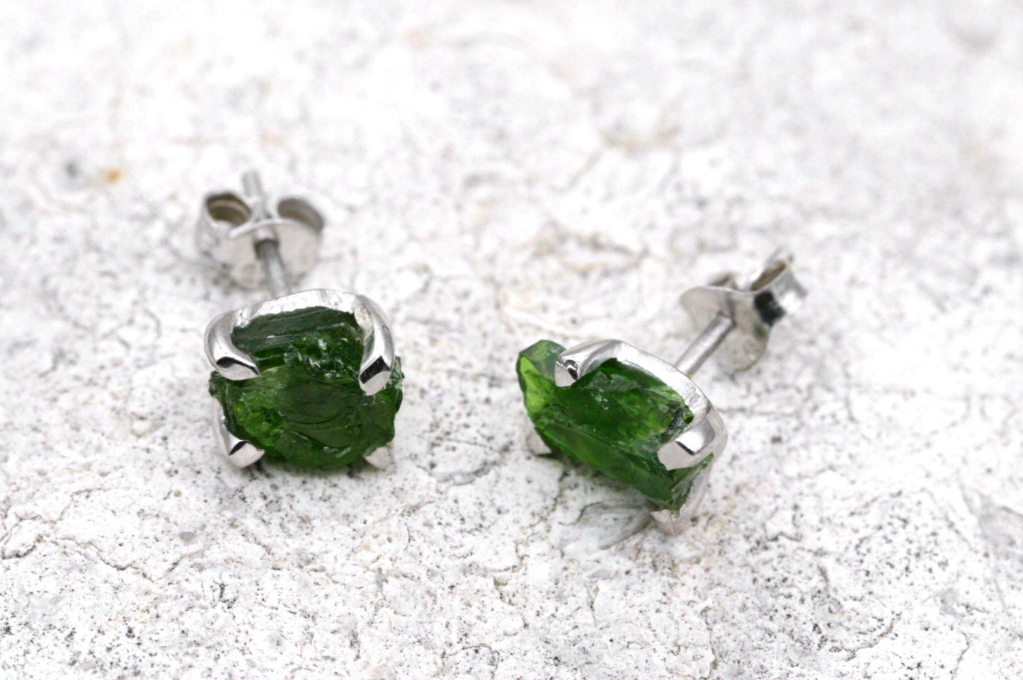 Raw Chrome Diopside Earrings