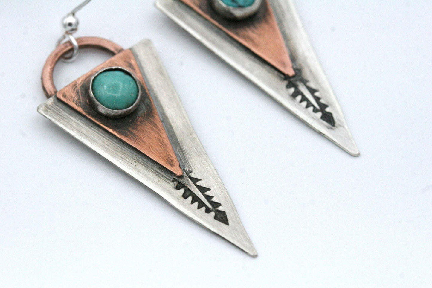 Kingman Turquoise and Sterling Silver Mixed Metal Earrings