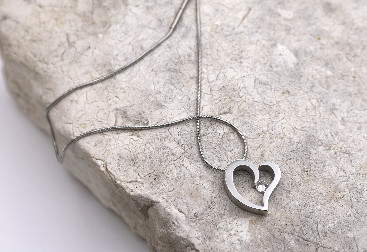 Steel heart with Pendant with Moissanite