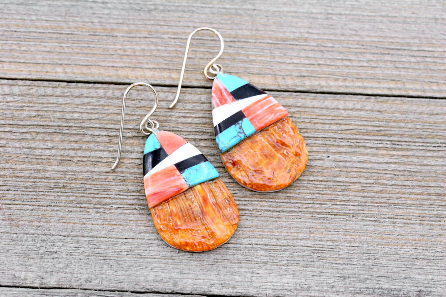 Spiny Oyster Zuni Inlay Earrings