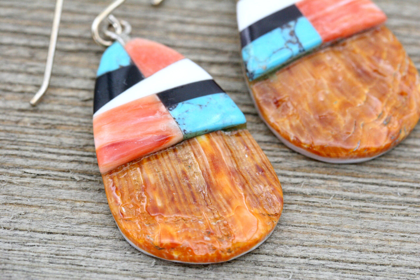Spiny Oyster Zuni Inlay Earrings