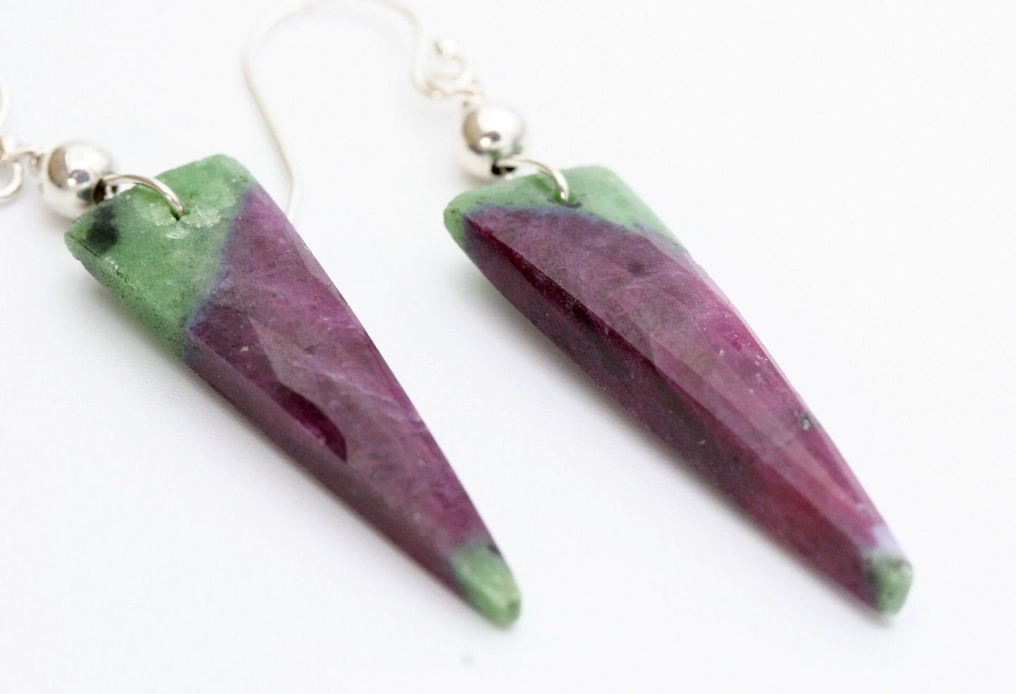 Ruby Zoisite Point Earrings