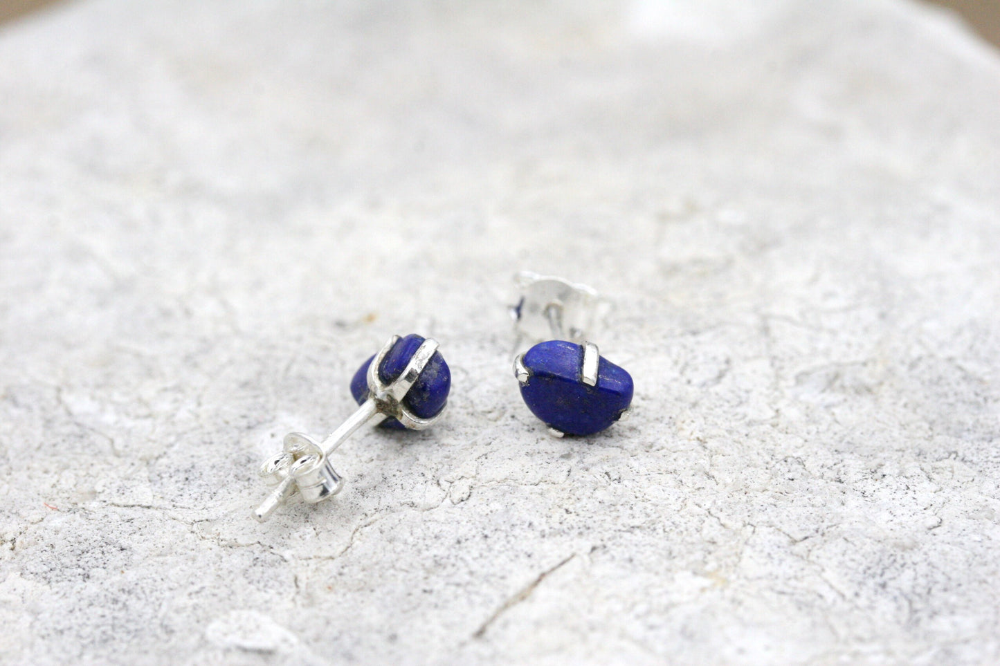 Lapis Lazuli Stud Earrings in Sterling Silver