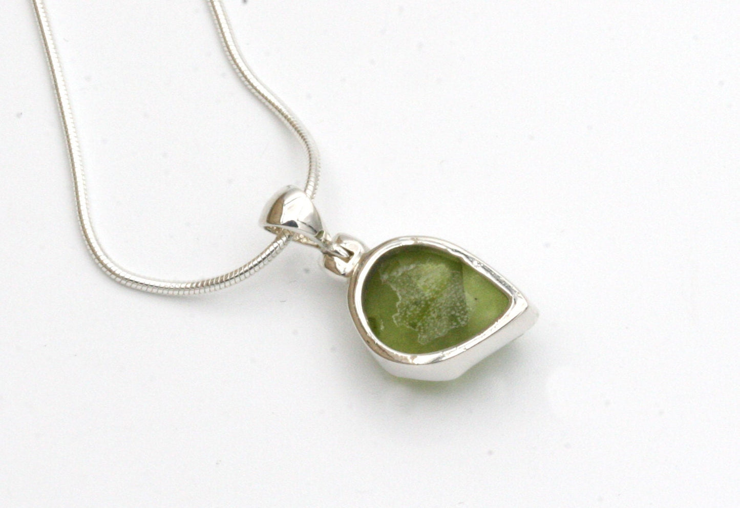 Raw Peridot Necklace in Sterling Silver