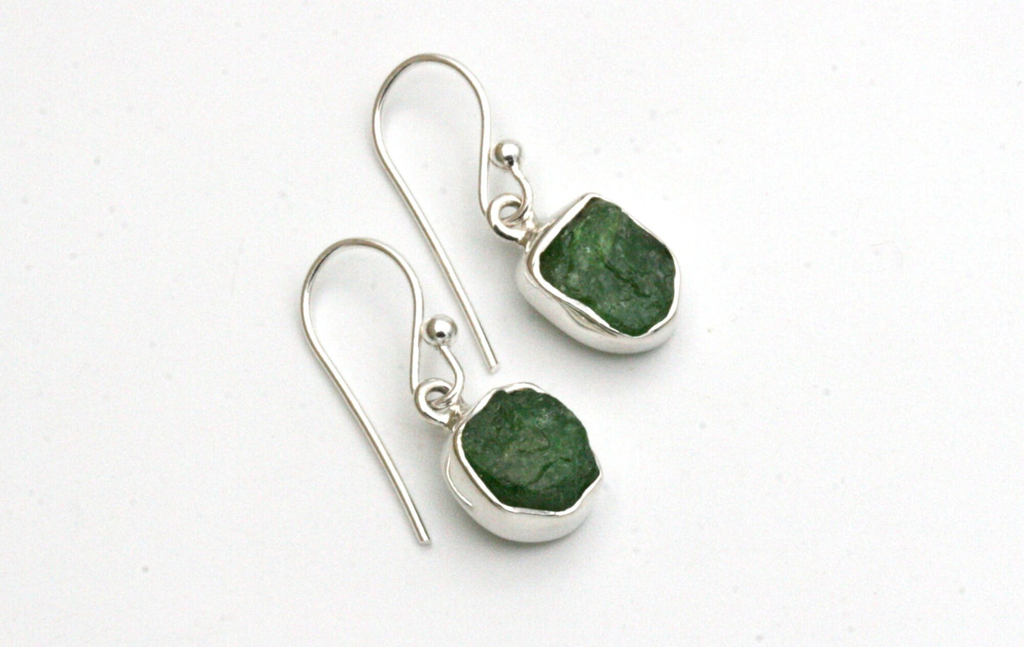 Emerald Drop Earrings in Sterling Silver