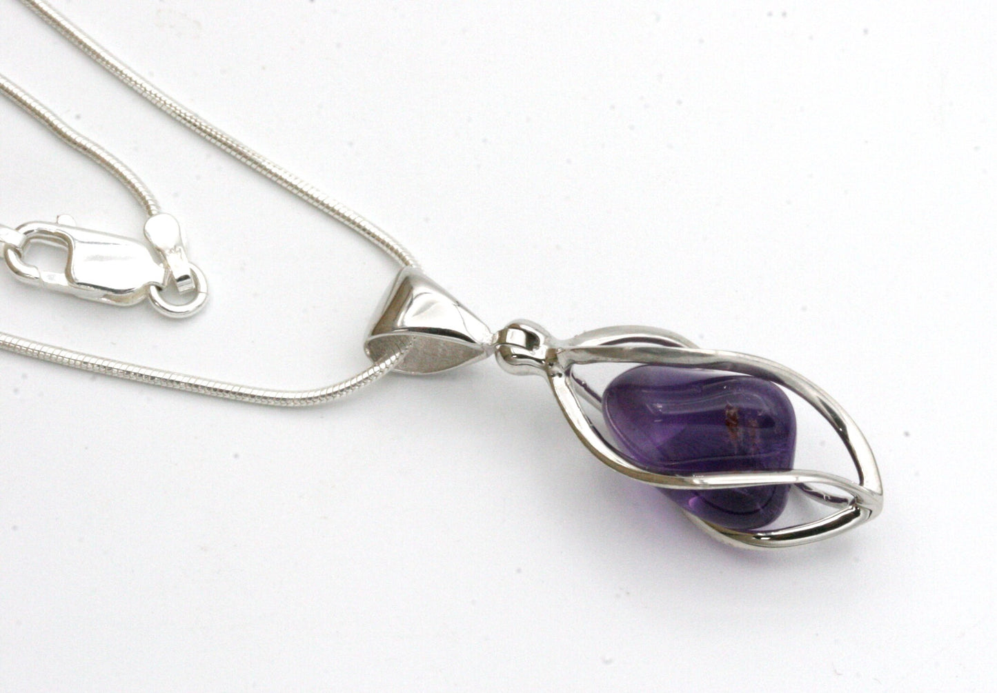 Amethyst Cage Pendant in Sterling Silver