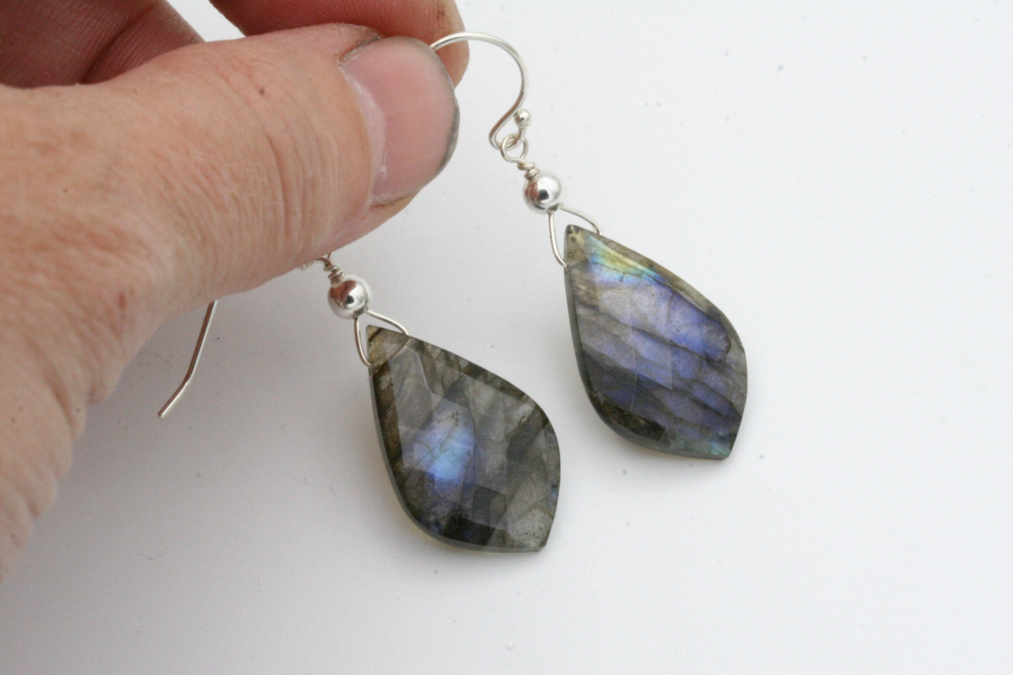 Faceted Labradorite Teardrop Earrings