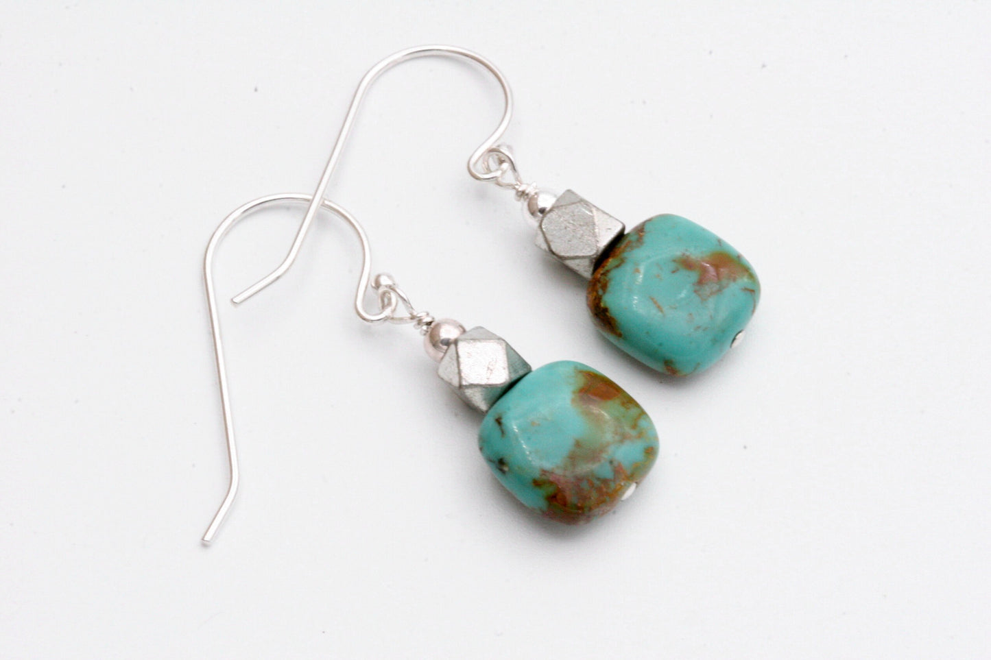 Square Turquoise earrings with Sterling Silver