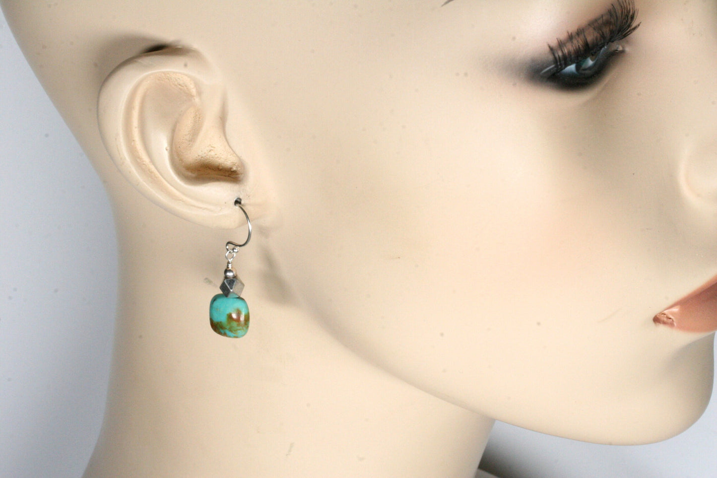 Square Turquoise earrings with Sterling Silver