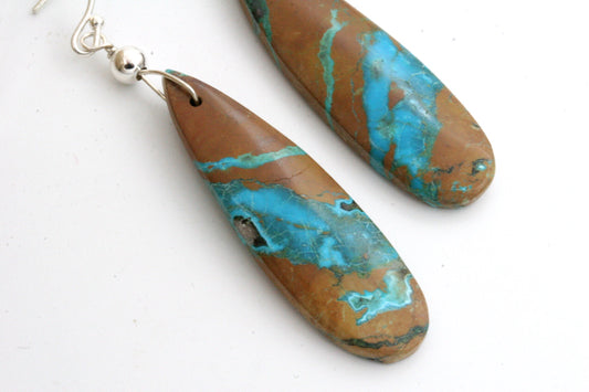 Chrysocolla Ribbon Turquoise Earrings